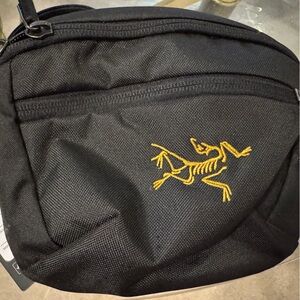 Arc'teryx Black Belt Bag with Yellow Logo Embroidery